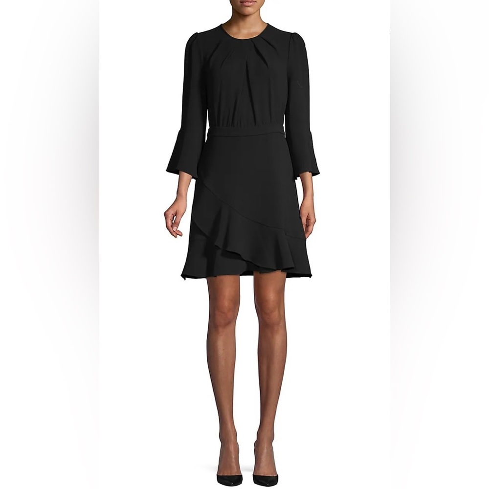 Diane Von Furstenberg Fit & Flare Ruffle Dress Black Size 0 XS